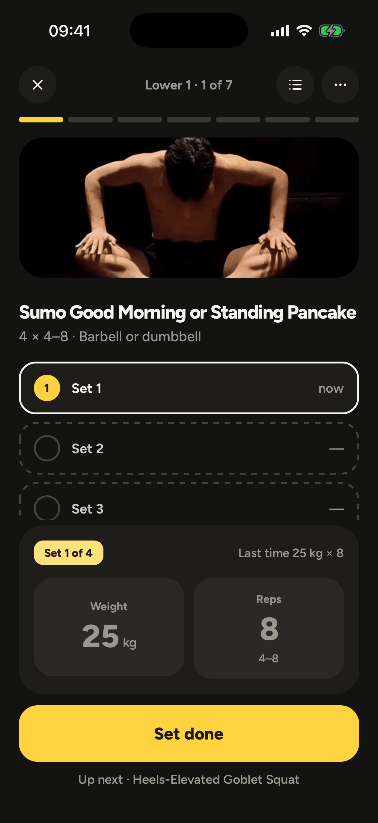 One set at a time, dark mode